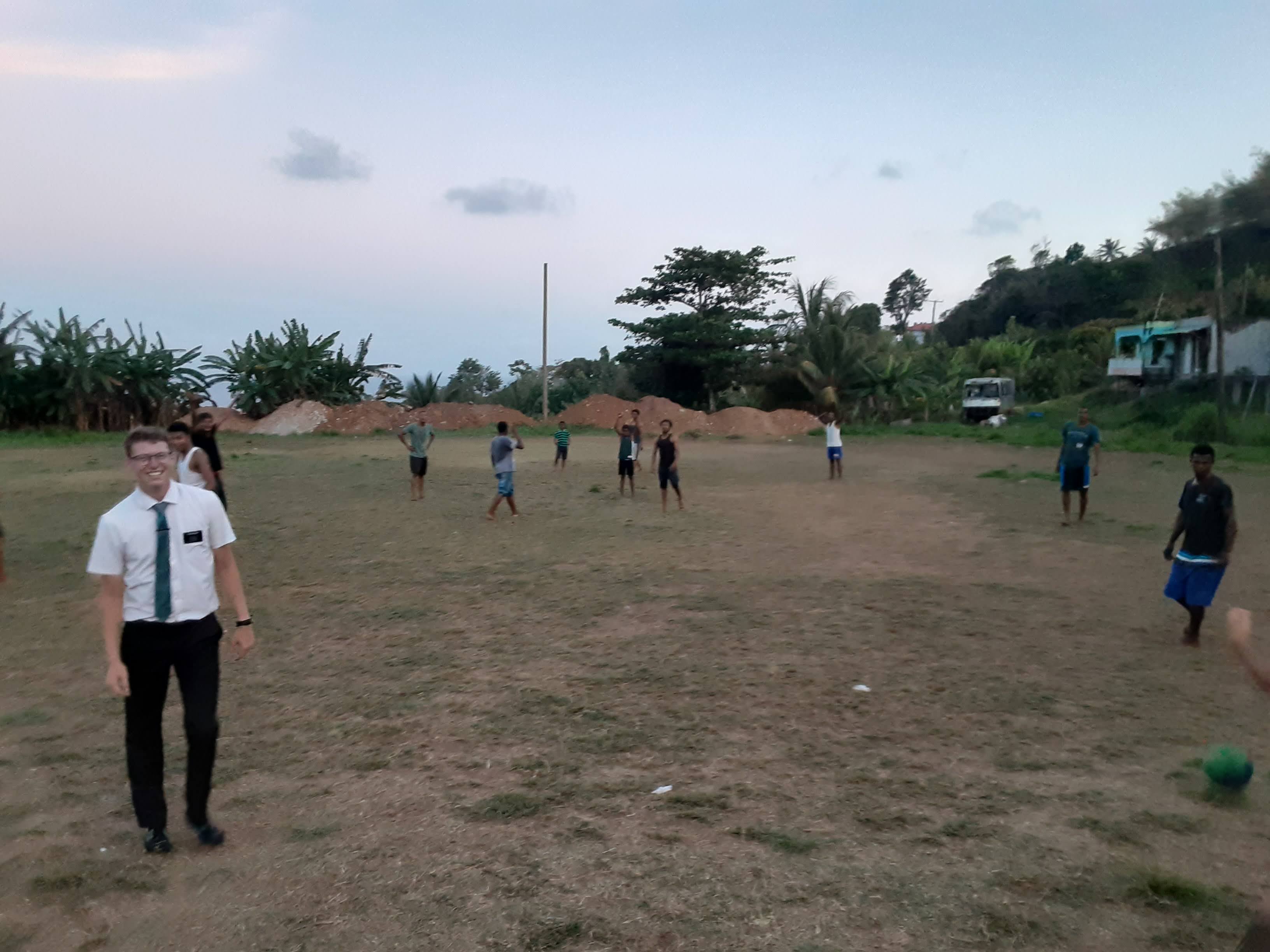 A pickup game with the kids on the community field, Dominica