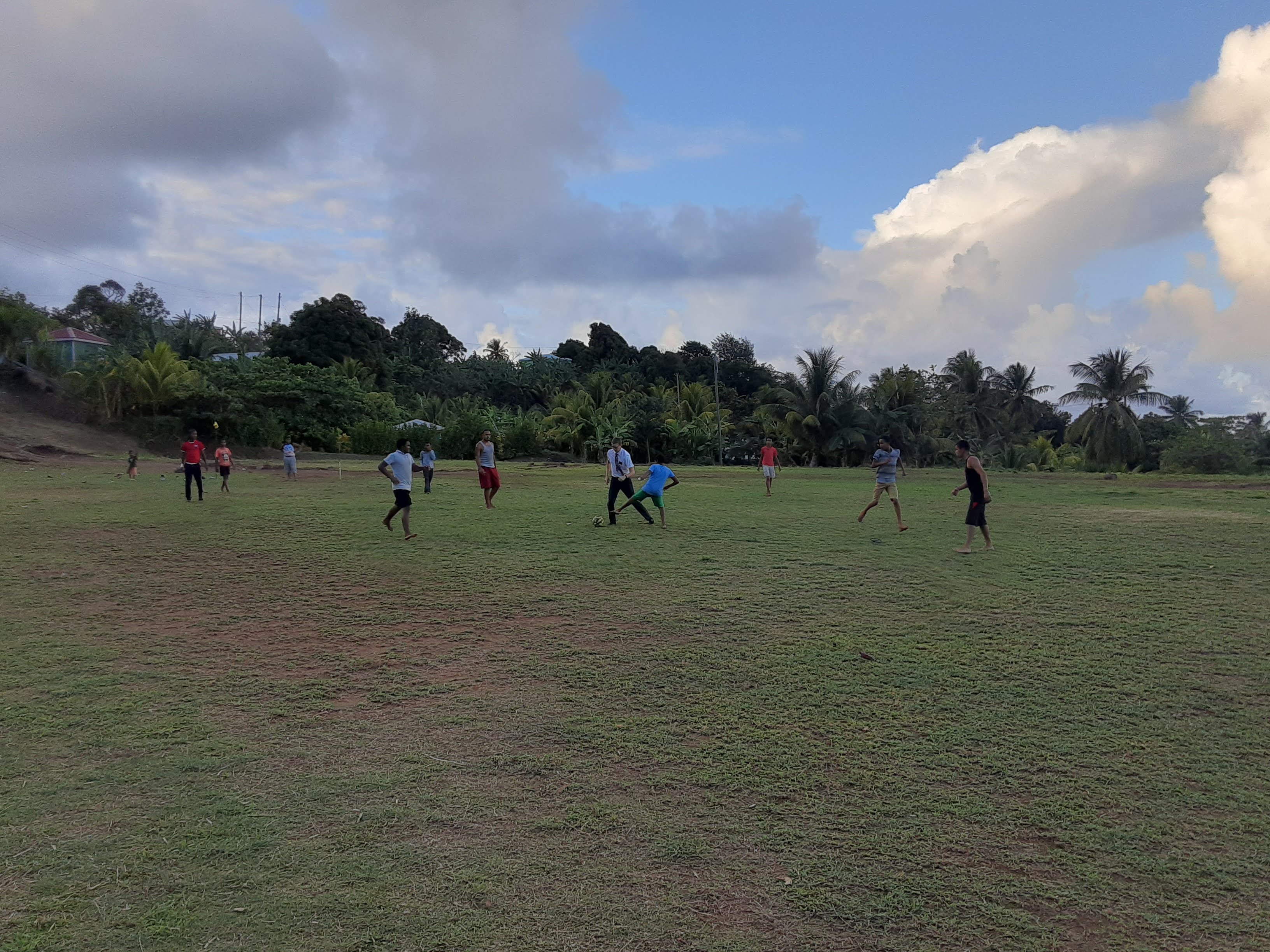 A pickup game on the community field, Dominica