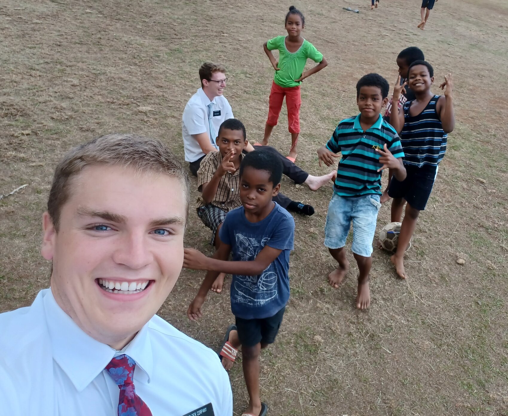 On the community field with the kids, Dominica